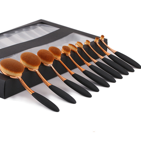 Zouyesan Free Shipping 2019 new 10 black rose gold toothbrush makeup brush set makeup beauty tools