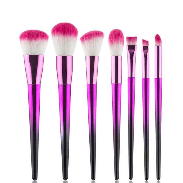 zouyesan Free Shipping 2018 7 Gradient Makeup Brushes Plating Handle Makeup Brushes