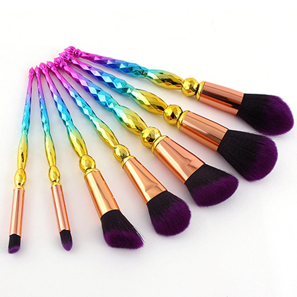 zouyesan Free Shipping 2018 7 Spiral Tower Makeup Brush Gradient Color Handle Beauty Brush Makeup Tool Makeup Brush Set