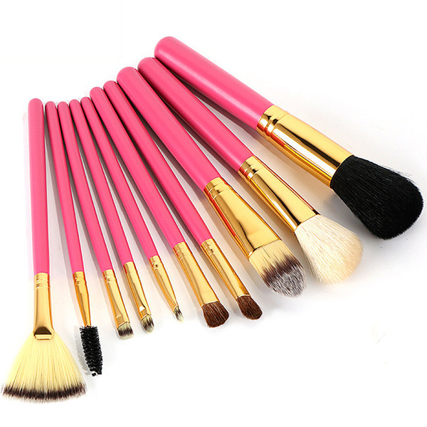 zouyesan Free Shipping 2018 10 animal hair makeup brushes Rose gold handle wool makeup brush makeup kit