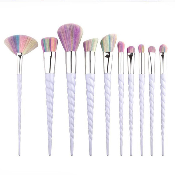 10 Pcs Unicorn spiral Facial Foundation Contour Cosmetic Eyelash Eye Shadow Eyeliner Lip Brush Makeup Brushes Set pinceaux de maquillage