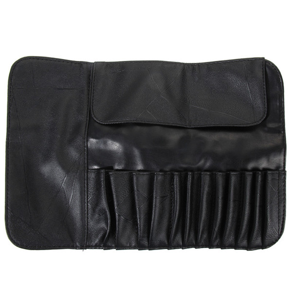 12/18/24 Slots Cosmetic Makeup Brushes Case Holder Roll Bag high quality black faux leather Pouch for Standard length Brush