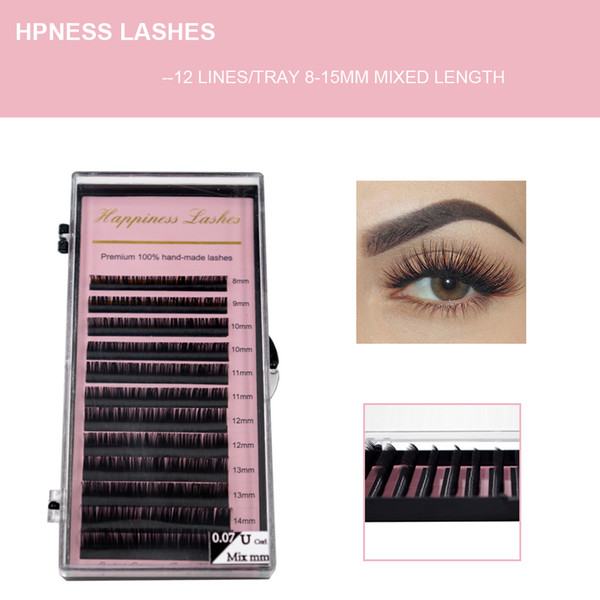 HPNESS Lashes Korea Silk Volume Premium Eyelashes Natural Color All Sizes Classic Lashes for Eyelash Extension Training