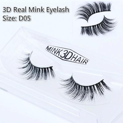 Mink lashes Real Mink Eyelashes 3D False Eyelashes Handmade Soft Natural Cilios 1 pair Fake Eyelash Extension-D05