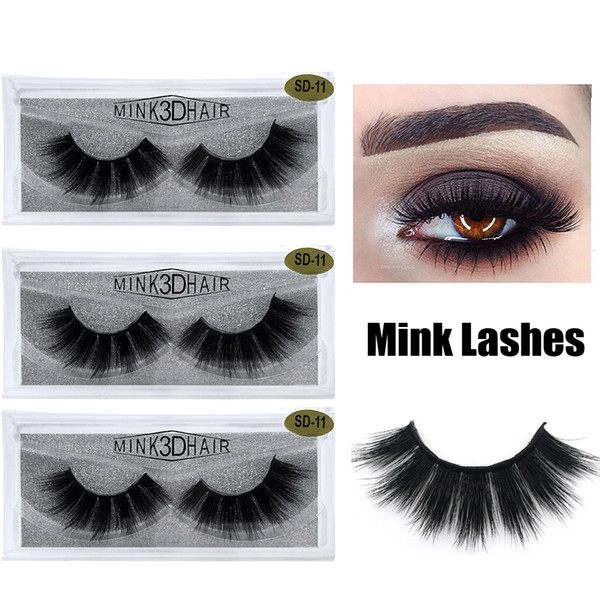 1Pair/lot 3D Mink Lashes Eyelash Extension 100% Handmade Thick Volume Long False Lash Makeup Giltter Packing 1 Pair