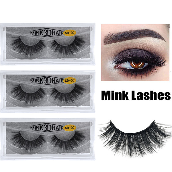 1Pair/lot mink eyelashes natural long 3d eyelashes 3d mink lashes hand made makeup false lashes 1 box Faux Cils