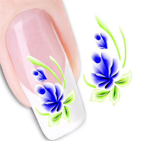 Flower Design French Manicure Water Transfer Nail Art Sticker Decal Paper Foil Fingernail Tips Decoration Accessories