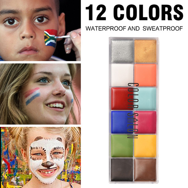 Color Salon body painting play clown Halloween makeup face paint 12 Color Body&face painted Makeup Flash Tattoo Paint Oil Paint