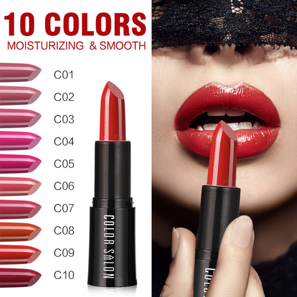 Color Salon Moisturizer Lipstick 10 Colors Sexy Make Up Long-lasting Rose Red Brand Lip Stick Pink Pigment Lipstick Cosmetic