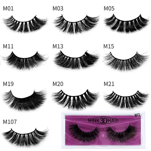 1Pair/lot 3D Mink Eyelashes Eye makeup Mink False lashes Soft Natural Thick Fake Eyelashes 3D Eye Lashes Extension Beauty Tools 10 styles