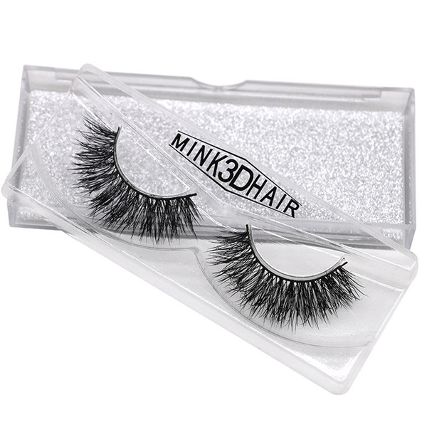 Wholesale- New 1 pair100% handmade real long false eyelash 3D strip mink lashes thick fake faux eyelashes Makeup beauty tool