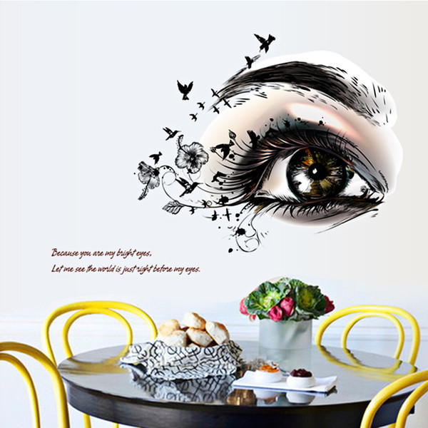 For Decorated Lashes Salon wall PVC Transparent Stricker Carved Lash salon room bedroom Removable Decorating Sticker Decorated eye Sticker