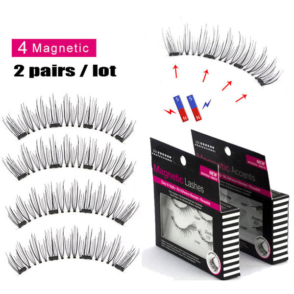 4 Magnetic Eyelashes Extension Natural False Eyelash on Magnets Reusable 3D Magnetic Fake Eye Lashes Makeup