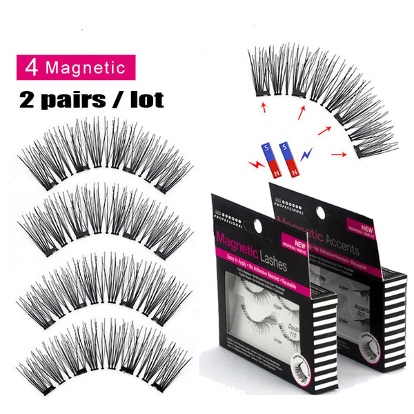 Magnetic eyelashes with 4 magnets handmade 6D magnetic lashes natural false eyelash magnet lash with gift boxs