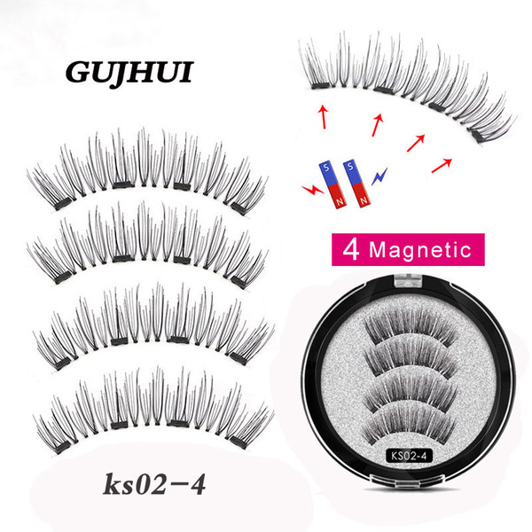 Magnetic lashes handmade reusable 4 magnets false eyelashes natural soft makeup accessories fake lashes 4 magnet series