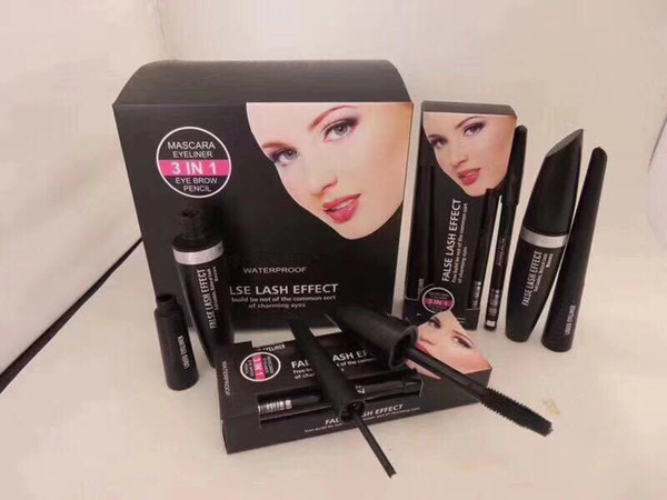 In Stock Mascara Eyeliner Pen Liquid Eyeliner 3 in1 Set Long Black Lashes Blossom Charm Shipping DHL