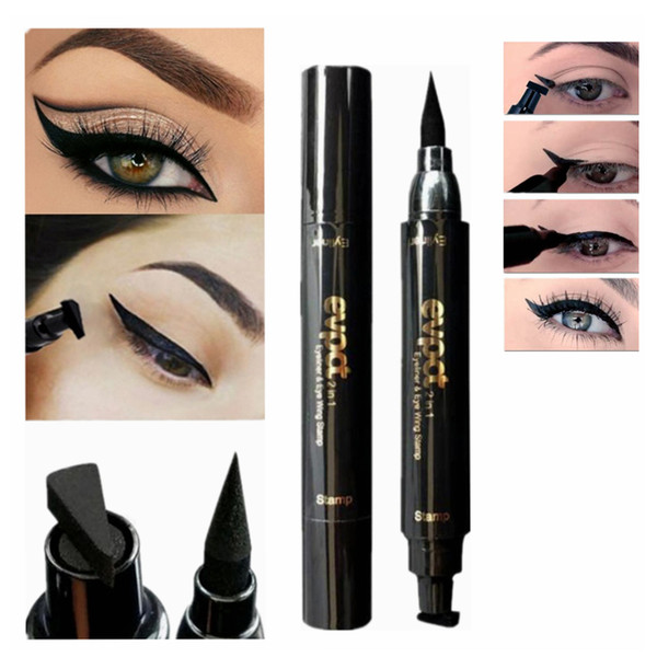 Professional Black Liquid Double Ended Eyeliner Pen Smooth Pigments Waterproof Long Lasting Thin Eye Liner Cosmetics Makeup