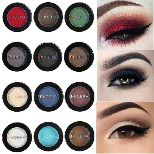 PHOERA brand 12 Colors Natural Matte Eye Shadow Waterproof Palette Pigment Smokey Glitter Metallic Eyeshadow Makeup Long Lasting Matte Eyes