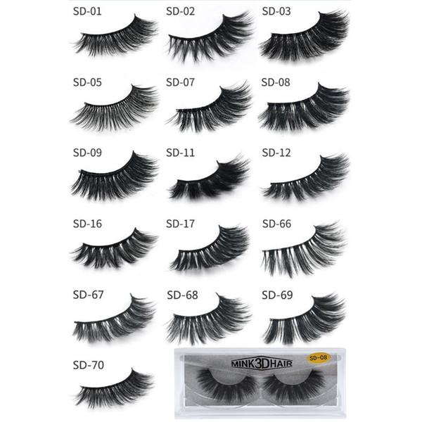 1Pair/lot 3D Mink Eyelashes Eye makeup Mink False lashes Soft Natural Thick Fake Eyelashes 3D Eye Lashes Extension Beauty Tools 17 styles