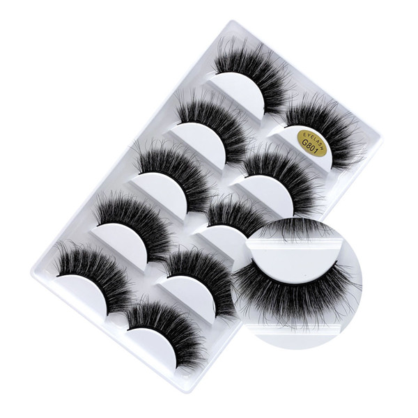 5Pairs/lot 3D Mink Hair Natural Cross False Eyelashes Long Messy Makeup Fake Eye Lashes Extension Make Up Beauty Tools maquiagem