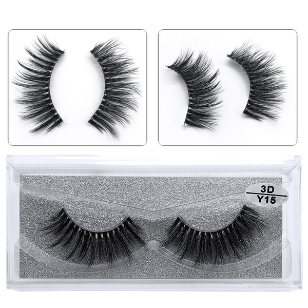 JIEFUXIN Eyelashes 3D Mink Lashes Natural HandMade Full Strip Lashes Transparent terrier Short Mink Lashes Style False Eyelashes Y15