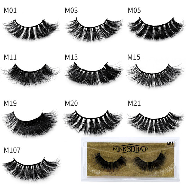 1Pair/lot Eyelashes 3D Mink Lashes Luxury Hand Made Mink Eyelashes Medium Volume Cruelty Free Mink False Eyelashes Upper Lashes