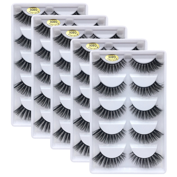 5pairs/lot 3D mink lashes false eyelashes natural makeup eyelash extension long cross volume soft fake eye lashes winged faux cils G806