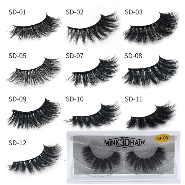 1Pair/lot 17 styles 3D mink eyelashes Private Label 100% real mink fur Handmade False eyelash crossing lashes individual strip thick lash