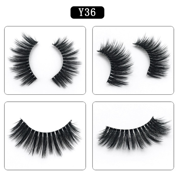 JIEFUXIN High Quanlity 3D Real Mink Lashes Crystal Transparent Terrier Multilayer Soft Thick False Eyelashes 1 Pair JFX-Y-36