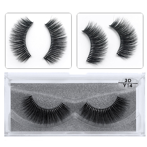 JIEFUXIN 1 Pairs Crystal 3D Mink Lashes Handmade Fake Lashes False Eyelashes Soft Lashes Transparent Stem High Quanlity Beauty Y14