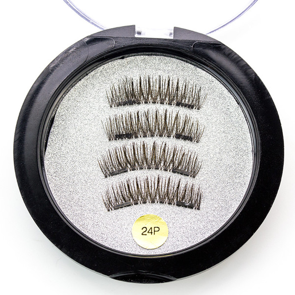 JIEFUXIN 3D Magnetic Eyelashes False Eyelashes on the magnet Double Magnet Full Strip Magnetic Lashes Soft Hair Reusable Fake Eye Lashes