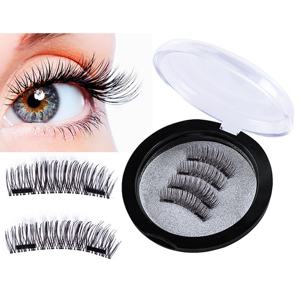 JIEFUXIN 3D Double Magnetic Eyelashes Natural Beauty No Glue Reusable Fake Eye Lashes Extension Handmade Strip Lashes cilios posticos