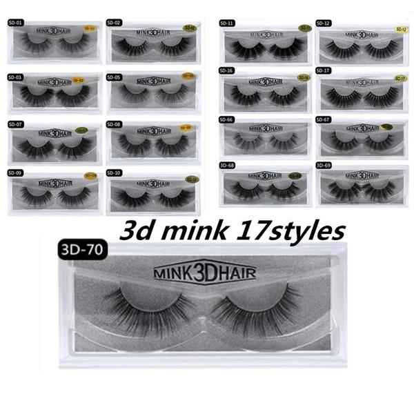 1Pair/lot Mink eyelashes 17 styles Selling 1pair lot Real Siberian 3D Full Strip False Eyelash Long Individual Mink Lashes Extension