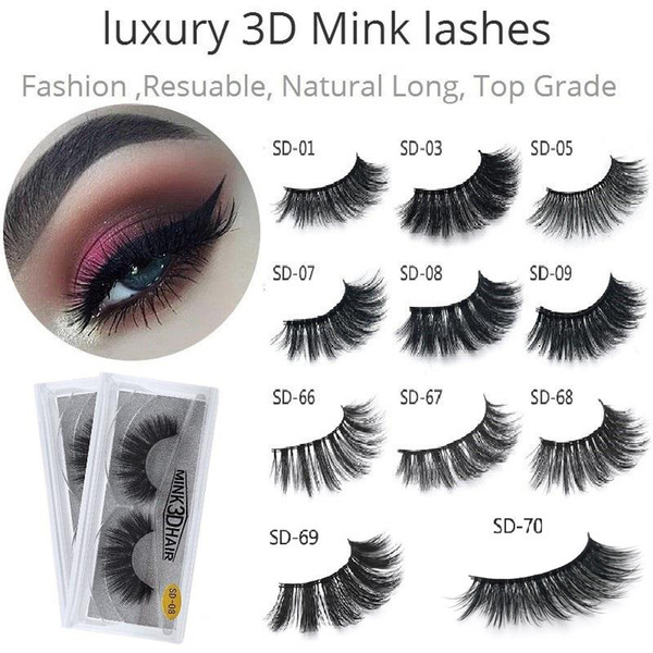 1Pair/lot 3D Mink Eyelashes Eye makeup Mink False lashes Soft Natural Thick Fake Eyelashes 3D Eye Lashes Extension Beauty Tools 17 styles