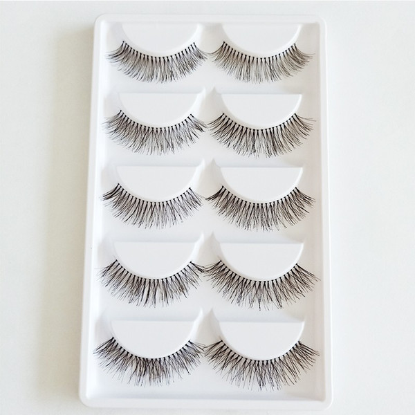 Newest 5 Pair/ Tray Natural Long Thick Cross Full Strip Lashes Handmade Comfortable Soft Eyelash Extensions