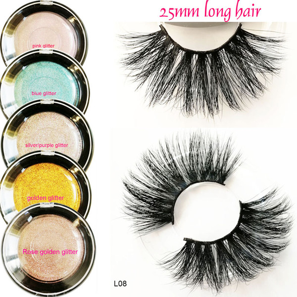 25mm long hair eyelashes 3D Mink hair lashes Soft Makeup mink eyelash Natural extra long mink hair lashes private logo L08