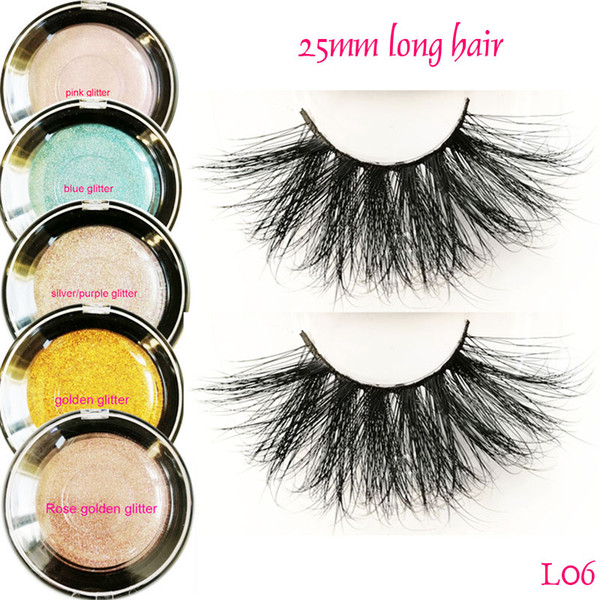 25mm long hair eyelashes 3D Mink hair lashes Mink Eyelash Soft Makeup Fake Eye Lashes Natural extra long mink hair lashes L06