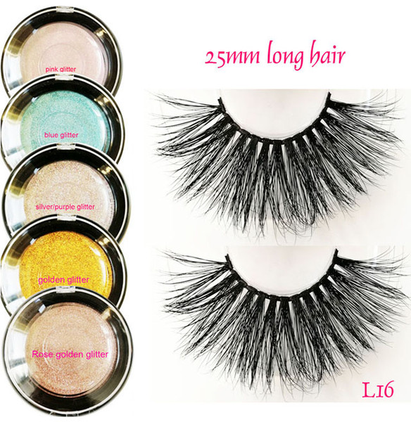 25mm long hair eyelashes 3D Mink hair lashes Soft Makeup mink eyelash Natural extra long mink hair eyelashes private logo L16