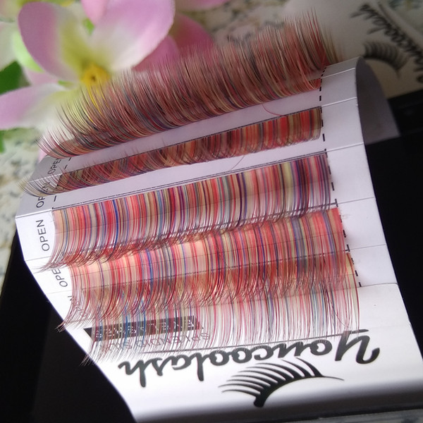 Natural Colorful individual lashes rainbow color eyelash Korean Silk individual Colorful classic lashes extension for professional