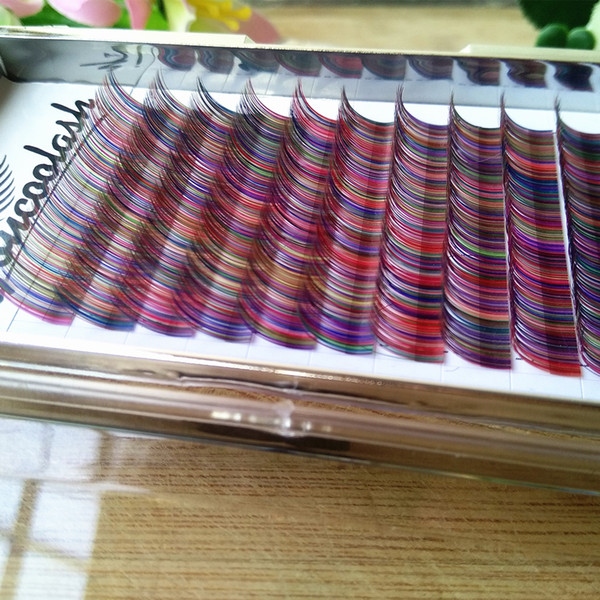 Colorful classic lashes extension Colorful individual lashes rainbow color eyelashes 3tray/lot for new store Promotion