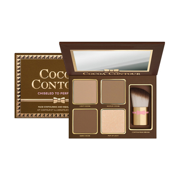 HOT Makeup Faced COCOA Contour Highlighters Pallette 4 Colors Face Contouring And Highlighting Kit Eyeshadow With Brush Free Shipping