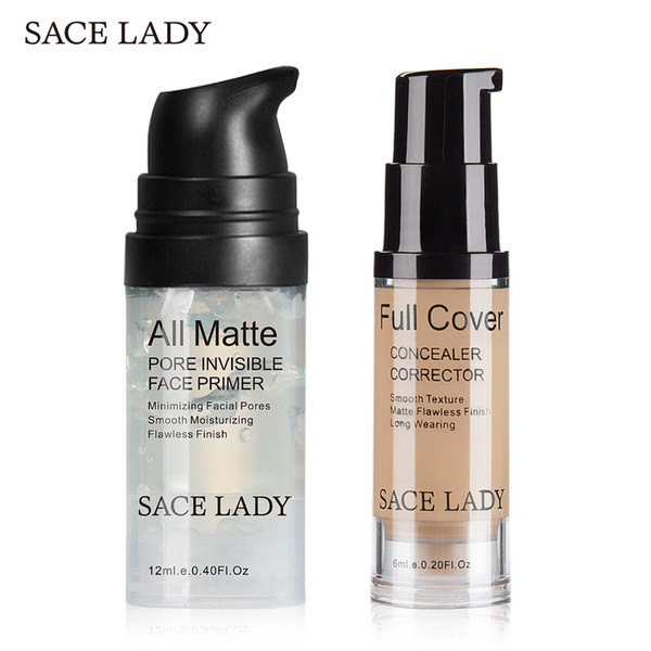 SACE LADY Face Makeup Set Matte Foundation Primer Full Cover Concealer Cream Liquid Corrector Make Up Kit Base Pores Cosmetic