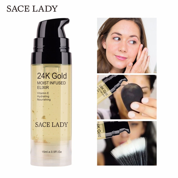 SACE LADY Face Serum 24K Gold Essence Elixir Facial Oil Moisturizing Foil Cream Vitamin E Hyaluronan Acid Hydrating Skin Care