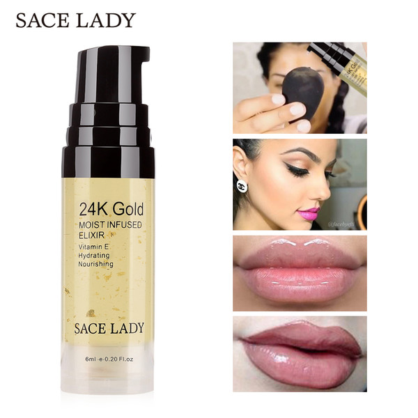 SACE LADY 24K Gold Elixir Oil for Face Makeup Primer 6ml Professional Moisturizing Make Up Base Foundation Primer Pores Cosmetic