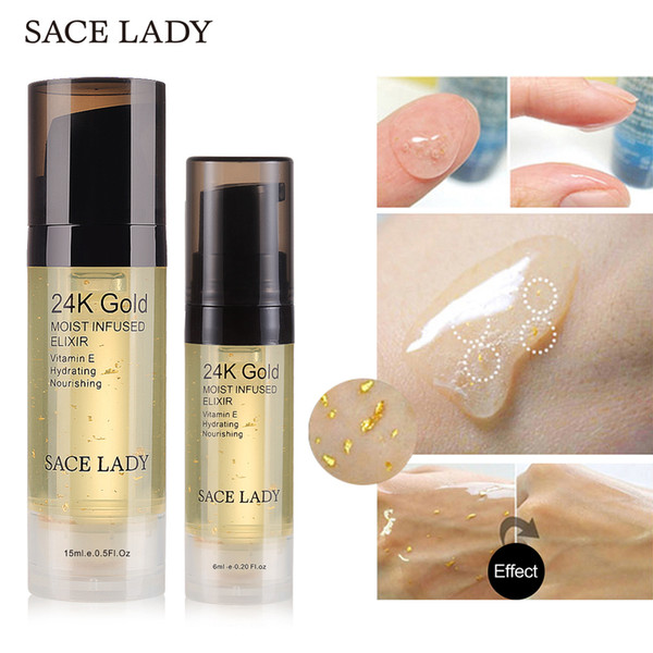 Sace Lady 24k Gold Elixir Oil For Face Makeup Primer Professional Moisturizing Make Up Base Foundation Primer Pores Cosmetic