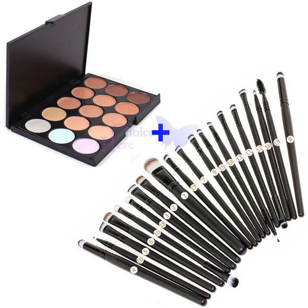 New 15 Colors Contour Face Cream Makeup Concealer Palette + 20PCS Powder Brushes Eyeshadow Brushes