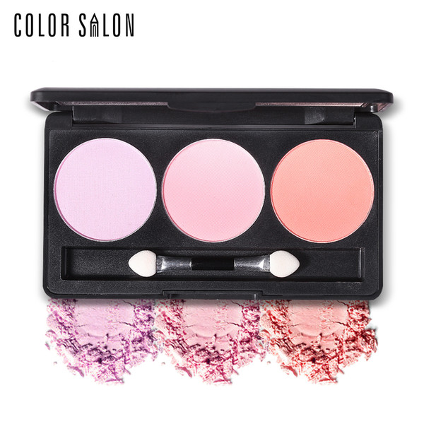 Color Salon 3 colors silky blusher palette long-lasting Natural Beauty Face&eyebrow shadow waterproof Natural cheek cake 3g-*3