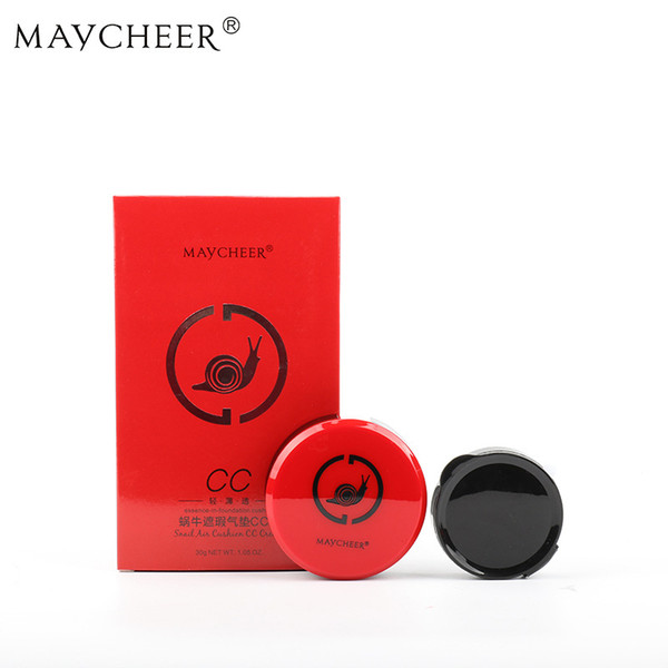 MAYCHEER Snail Air Cushion CC Cream Light Thin Breathable Essence-in-Foundation Moisturizing Oil-control Nutritious Skin Face Makeup