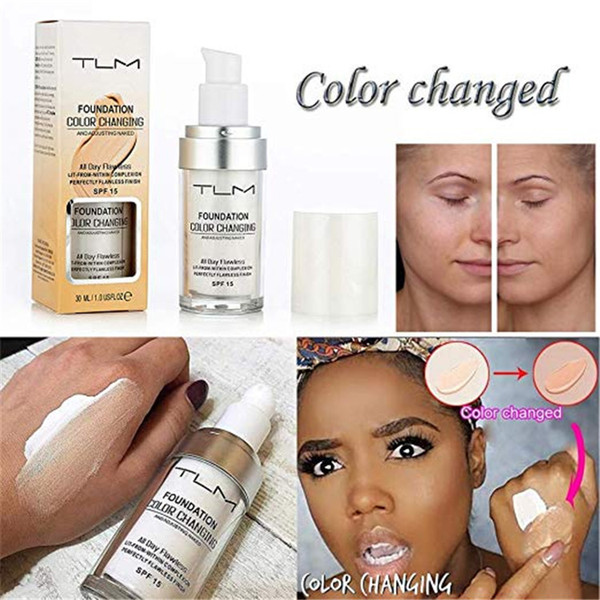 30ml TLM Flawless Color Changing Liquid Foundation Makeup Change To Your Skin Tone By Just Blending