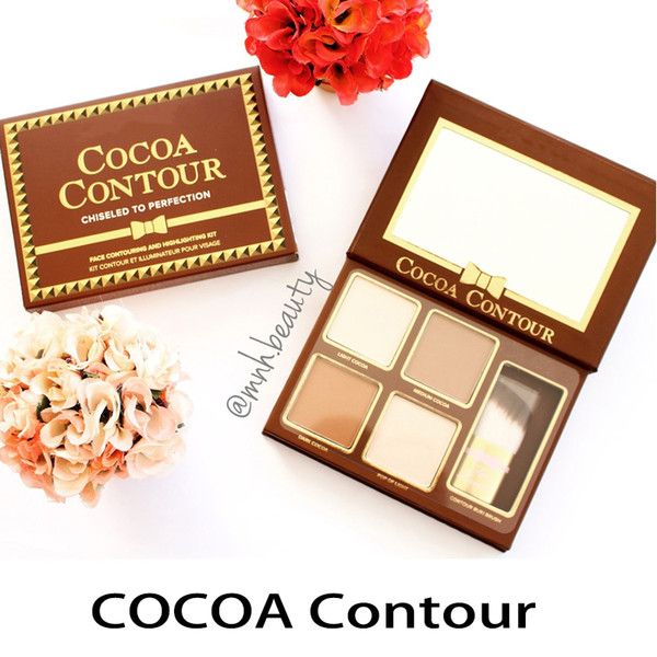 New Makeup COCOA Contour Highlighters Palette Nude Color Face Concealer Chocolate Eyeshadow with Contour Buki Brush 660184